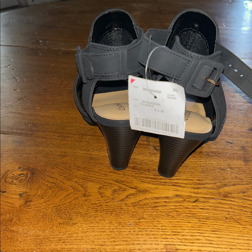 Black Peep-Toe Women’s Sandal Booties - Picture 3 of 6